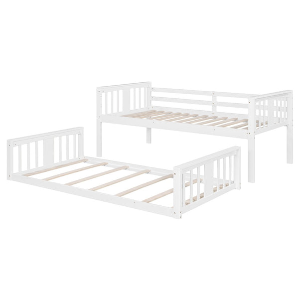 English Elm Twin Over Kids Bunk Bed Solid Pine Frame Gray Finish with Safety Guardrail N708P242163K