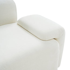 English Elm 122" Curved Sofa Off-white Fabric Four Seat Modern Living Room Couch with Damask Pillows Light Beige N758T030405A