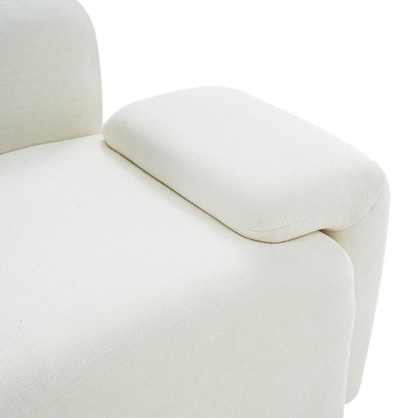 English Elm 122" Curved Sofa Off-white Fabric Four Seat Modern Living Room Couch with Damask Pillows Light Beige N758T030405A