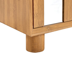 English Elm TWO Drawers Nightstand with Mirrors, Built-In USB & AC Charging Station, Natural MDF, Sturdy Design W3417P388713