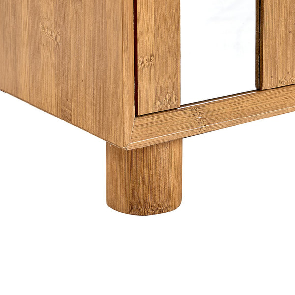 English Elm TWO Drawers Nightstand with Mirrors, Built-In USB & AC Charging Station, Natural MDF, Sturdy Design W3417P388713