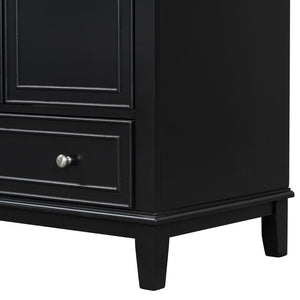 English Elm 30" Matte Black Bathroom Vanity Base Solid Wood Frame Mdf Storage Cabinet Modern N725P186143B