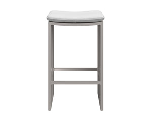 Sunpan Verin Barstool - Modern Backless Design with Weather-Resistant Cushion for Stylish Outdoor Spaces Greige / Stinson White