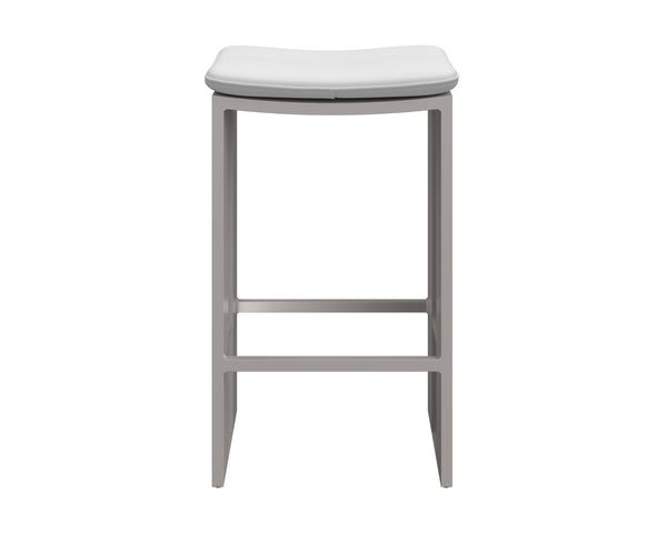 Sunpan Verin Barstool - Modern Backless Design with Weather-Resistant Cushion for Stylish Outdoor Spaces Greige / Stinson White