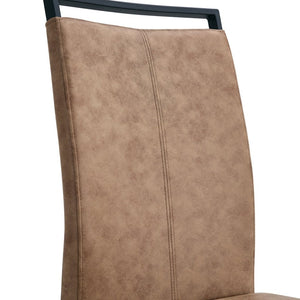 English Elm Table 67"X36" Modern Dining Set With 6 Ergonomic Brown Chairs & Stylish Black Metal Legs For Comfort W1151S01956-GIGA