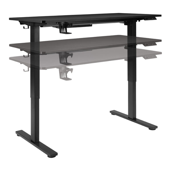 OSP Home Furnishings Primo Electric Standing Desk with Led Lighting Steel Frame and Built-in Cable Management PMO4824GD-BCF