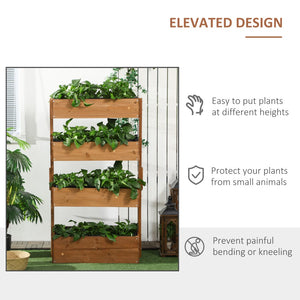 English Elm Outsunny Vertical Garden Planter - Stylish 4-Tier Wooden Box For Easy Planting Of Herbs & Flowers W2225P200807-GIGA