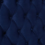 English Elm Brooklyn King Tufted Panel Bed Headboard and Footboard Set, Navy Blue Velvet