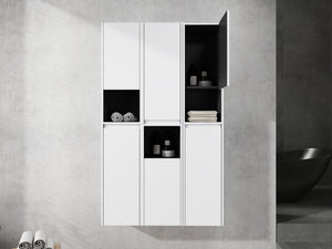 English Elm 12" Bathroom Side Cabinet - Sleek Wall-Mounted Storage With Soft-Close Doors & Modern Design W999S00283
