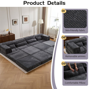 English Elm Compression Modular Sofa Bed - Oversized 4-Seater, No Assembly, Adaptable Designs For Any Space W3723S00041