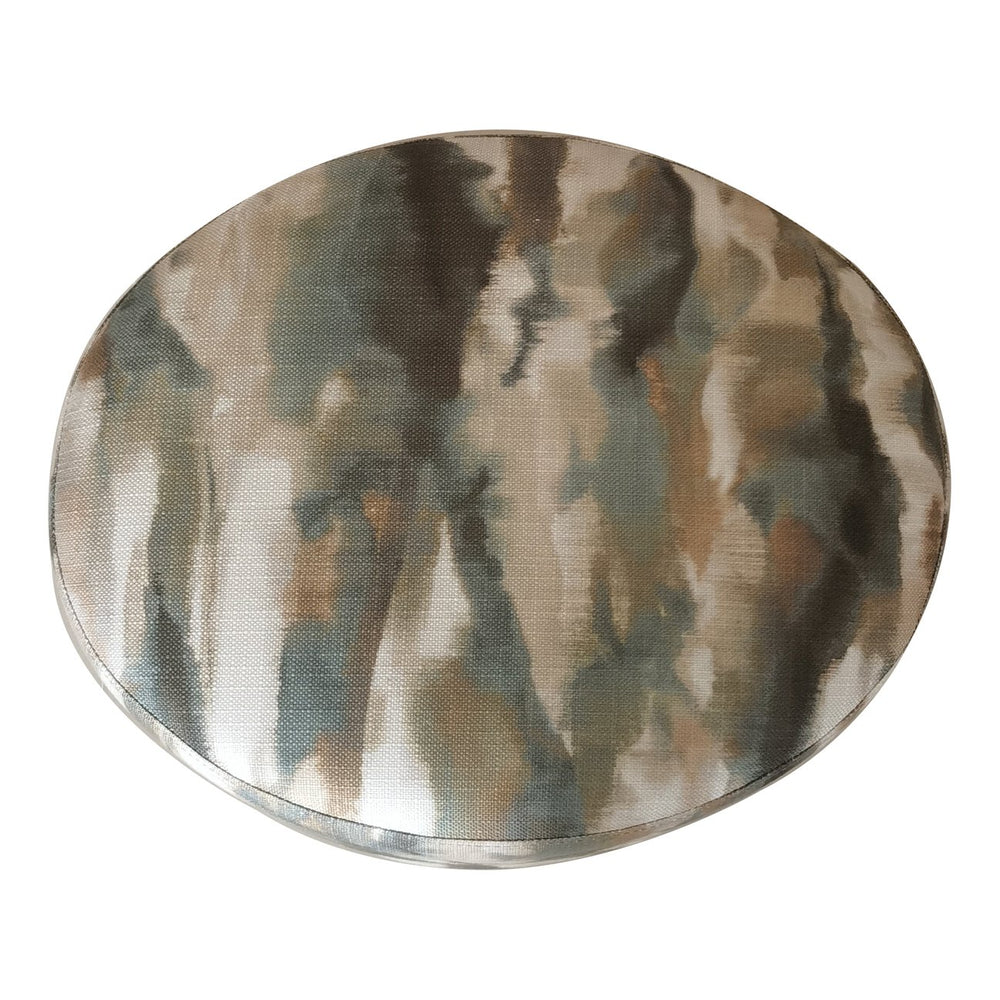 JLA Home Chapel Hill - Oval Accent Ottoman with Multi-Navy Textured Upholstery, Oak Base, Compact Versatile Seating for Modern Spaces Multi CH101-0017