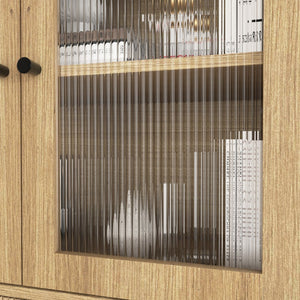 English Elm Natural Wood Grain Mdf Dome Cabinet with Led Lighting for Snack and Beverage Storage W3226P279091