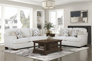 English Elm Modern Orson Cream Chenille Loveseat with Espresso Wood Legs, 4 Accent Pillows, 66" Spacious Comfort B011P256683