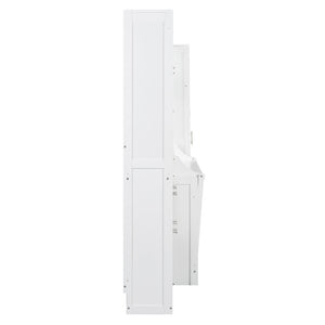 English Elm Full Size Murphy Wall Bed with Wardrobe Drawers Shelving for Studio Apartments LP000383AAK