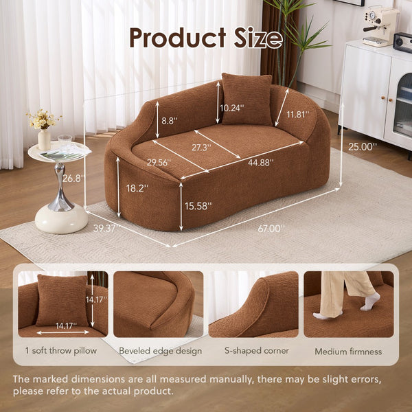 English Elm Ly-048 Sculpted Chenille Chaise Lounge Convertible Sleeper Sofa for Modern Living Spaces Caramel W2231P401723