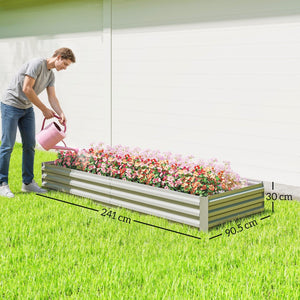 English Elm Outsunny Galvanized Steel Raised Garden Bed Rust Resistant Outdoor Planter Box W2225P485540