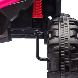 English Elm 24v 400w Kids Electric Utv Ride on with Remote Bluetooth Led Suspension Cockpit Pink W1578P284294