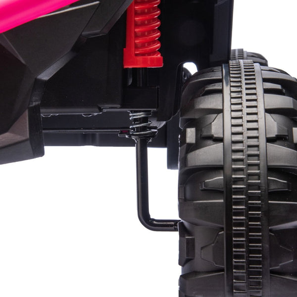 English Elm 24v 400w Kids Electric Utv Ride on with Remote Bluetooth Led Suspension Cockpit Pink W1578P284294