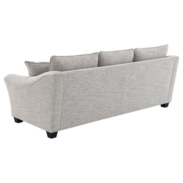 English Elm Mingle Textured Light Grey Bouclé Sofa with Flared Arms, Boxed Cushions & Tall Tapered Legs B062P342728