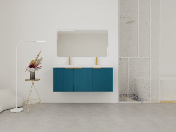 English Elm 48" Modern Wall-Mounted Bathroom Vanity With Resin Double Sink & Soft-Close Doors For Stylish Storage P1 W999S00351-GIGA