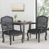 Christopher Knight Home® - Noble House - Andrea French Country Wood And Cane Upholstered Dining Armchair - Set Of 2