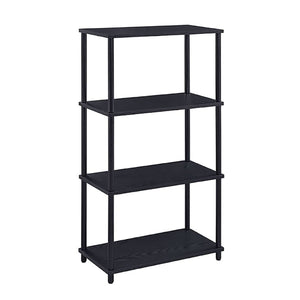 English Elm Black 4-Shelf Bookshelf 44.5"H x 24.5"W x 12.5"D — Durable 15mm Panels, Powder-Coated Black Finish for Stylish Storage and Display B062P191048