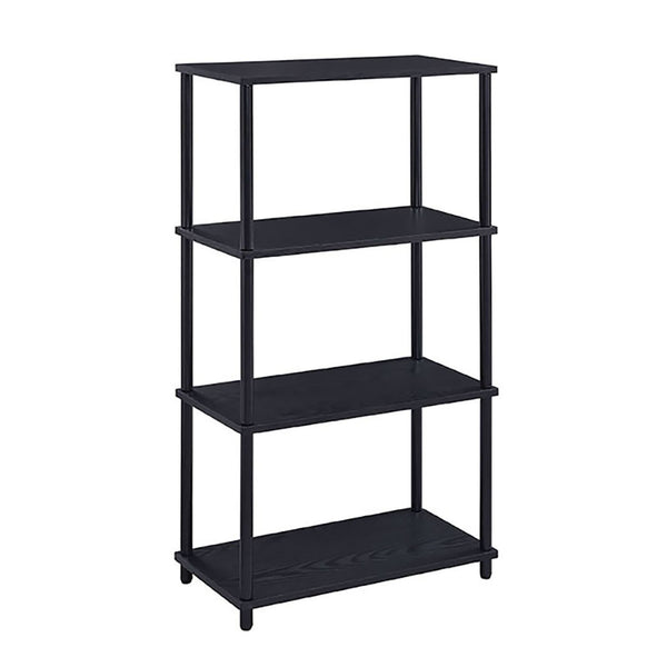 English Elm Black 4-Shelf Bookshelf 44.5"H x 24.5"W x 12.5"D — Durable 15mm Panels, Powder-Coated Black Finish for Stylish Storage and Display B062P191048