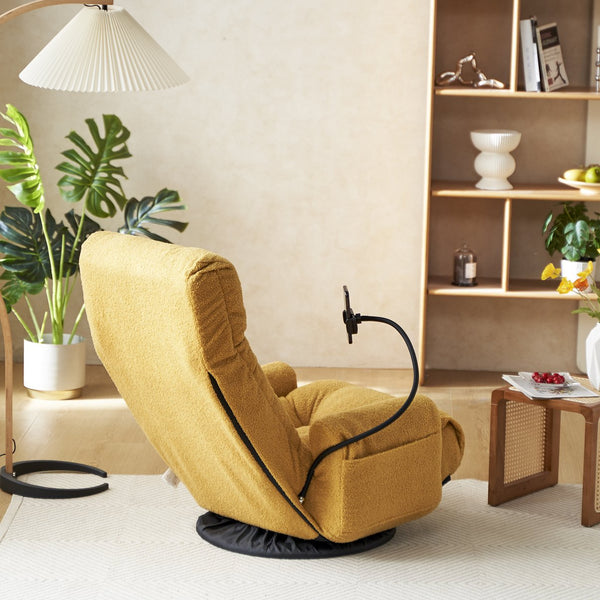 English Elm Adjustable ergonomic gaming lounge chair with 360° swivel, spring seat comfort and phone holder Yellow W244P172638