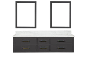 English Elm Black Double Bath Vanity 72" W x 22" D with Carrara Marble Top, Soft-Close Drawers & Dual 34" Mirrors B2731S01574