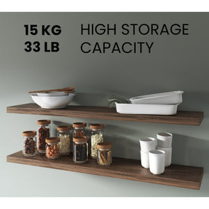 English Elm Dark Brown Floating Shelf in Melamine, 47.3" Wide Wall-Mounted Set Adds Warmth, Sturdy Modern Storage (1 p B062P380033