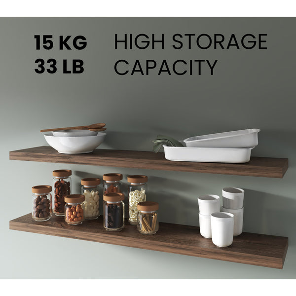 English Elm Dark Brown Floating Shelf in Melamine, 47.3" Wide Wall-Mounted Set Adds Warmth, Sturdy Modern Storage (1 p B062P380033