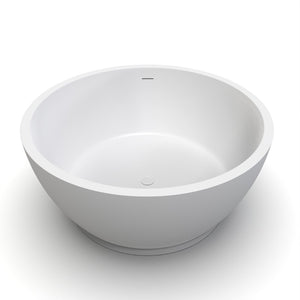 English Elm 52.7 Inch Round Freestanding Solid Surface Soaking Tub Matte White Spa Bath W1613P499301