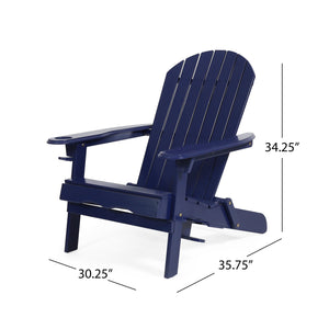 English Elm Christopher Knight Home® - BELLWOOD Adirondack Chair with Folding Design, Rustic Outdoor Wood Seat, Built-In Cup Holder Comfort Blue 37.75 L x 26.75 W x 8.5 H 68940.00BLU