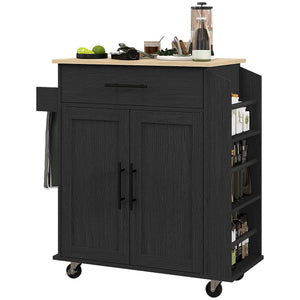 English Elm Homcom Mobile Kitchen Island With Ac Outlets, Storage & Spice Rack - Perfect For Small Spaces! W2225P200733