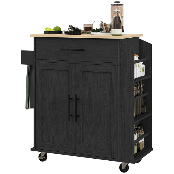 English Elm Homcom Mobile Kitchen Island With Ac Outlets, Storage & Spice Rack - Perfect For Small Spaces! W2225P200733