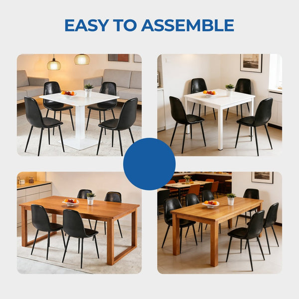 English Elm Pvc Sleek Matte Black Dining Chair Set of 4 for Kitchen Studio or Cafe Use W3766P436151