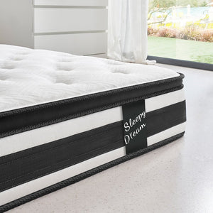 English Elm 12 Inch Full Hybrid Mattress Euro Top Pocketed Coil Memory Foam Medium Firm Support W3017P301128