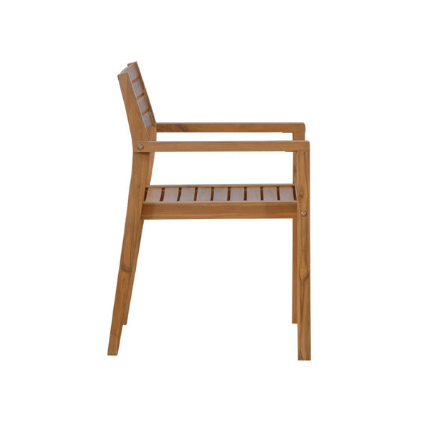 English Elm U_style Solid Acacia Wood Round Outdoor Dining Set Seats Four with Slatted Design Natural WY000475AAO