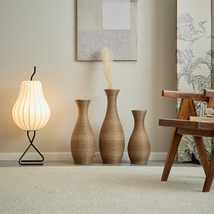 English Elm 3-piece modern PVC floor vase set with tall standalone racks for artificial branches and decor accents Beige W2796P261494