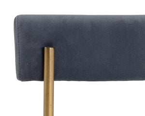 Sunpan Seneca Dining Chair Set of 2 - Modern Open Back Design with Stylish Steel Frame for Contemporary Homes Antique Brass / Velvet Slate