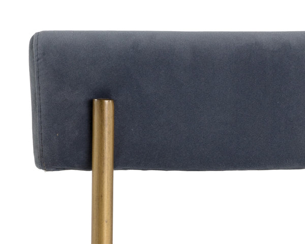 Sunpan Seneca Dining Chair Set of 2 - Modern Open Back Design with Stylish Steel Frame for Contemporary Homes Antique Brass / Velvet Slate