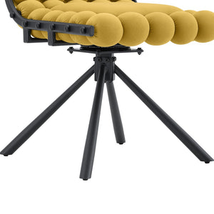 English Elm Cream Dutch Velvet Swivel Chair Tufted Bubble Backrest Glam Armless Accent Seat Black,Yellow W3875P448022