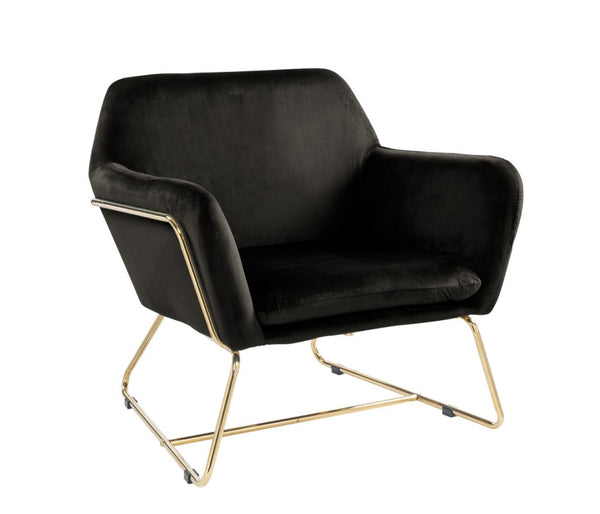 English Elm Kyra Velvet Accent Chair with Gold Metal Legs for Glam Living Room Decor Black B2749P413365