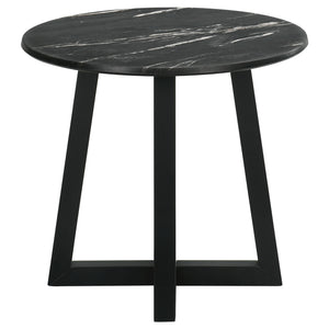 English Elm Enlow Black Round Marble-Like End Table - Modern Design With Scratch-Resistant Top & Solid Base B062P299965