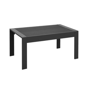 English Elm 43" Outdoor Aluminum Coffee Table Wpc Slatted Top Rust Proof Modern Patio Lounge B082P454979