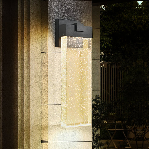 English Elm 18"(H) 12W Modern Outdoor Wall Light Bubble Crystal LED Sconce, Weatherproof Black Up/Down Glow W2312P389950