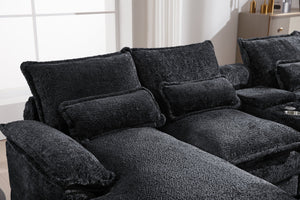 English Elm Modern U-Shaped Sectional Sofa With Console, Usb Ports & Cupholders – Luxurious 6-Seat Sleeper Couch W2100S00170