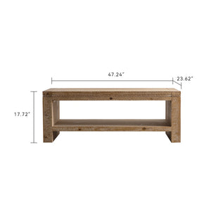 English Elm Solid Wood Rectangular Coffee Table - Rustic 2-Tier Design With Storage Shelf For Living Room Charm W3158P297407-GIGA