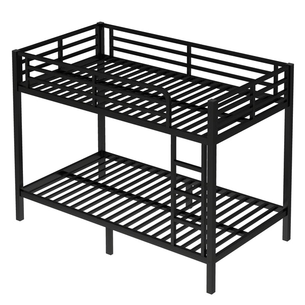 English Elm Metal Twin Xl Over Twin Xl Bunk Bed – Durable, Space-Saving Design For Teens & Adults, Black Finish W1580P309628