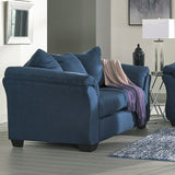 English Elm Aruca Sensations Microfiber Pillow Back Loveseat, Navy Blue